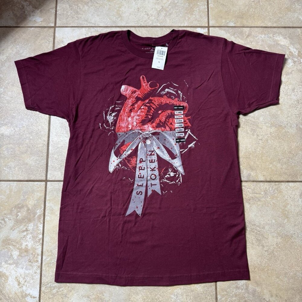 Sleep Token Heart & Bow Boyfriend Fit Girls X-LARGE T-Shirt New